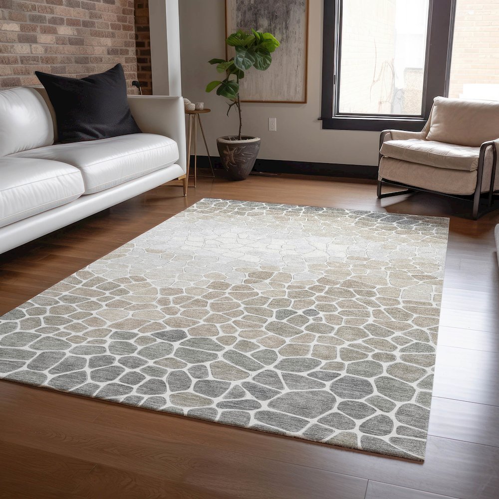Machine Washable Indoor/Outdoor Chantille ACN2190 Taupe 2'6" x 3'10" Rug