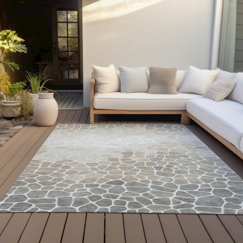 Machine Washable Indoor/Outdoor Chantille ACN2190 Taupe 2'6" x 3'10" Rug