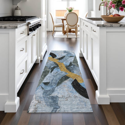 Machine Washable Indoor/Outdoor Chantille ACN2191 Denim 2'3" x 7'6" Runner Rug