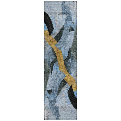 Machine Washable Indoor/Outdoor Chantille ACN2191 Denim 2'3" x 7'6" Runner Rug