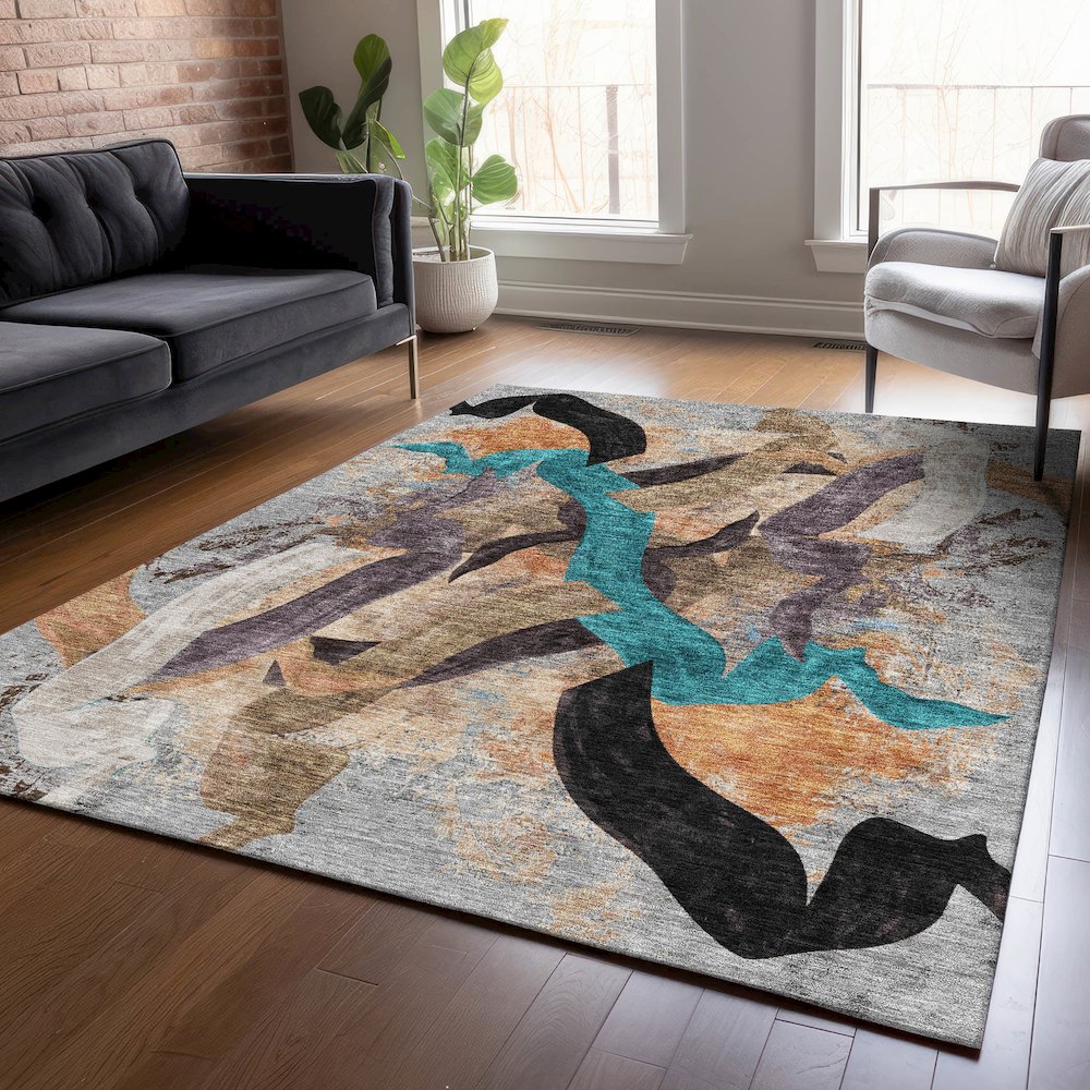 Machine Washable Indoor/Outdoor Chantille ACN2191 Gray 2'6" x 3'10" Rug
