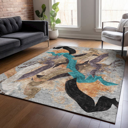 Machine Washable Indoor/Outdoor Chantille ACN2191 Gray 2'6" x 3'10" Rug