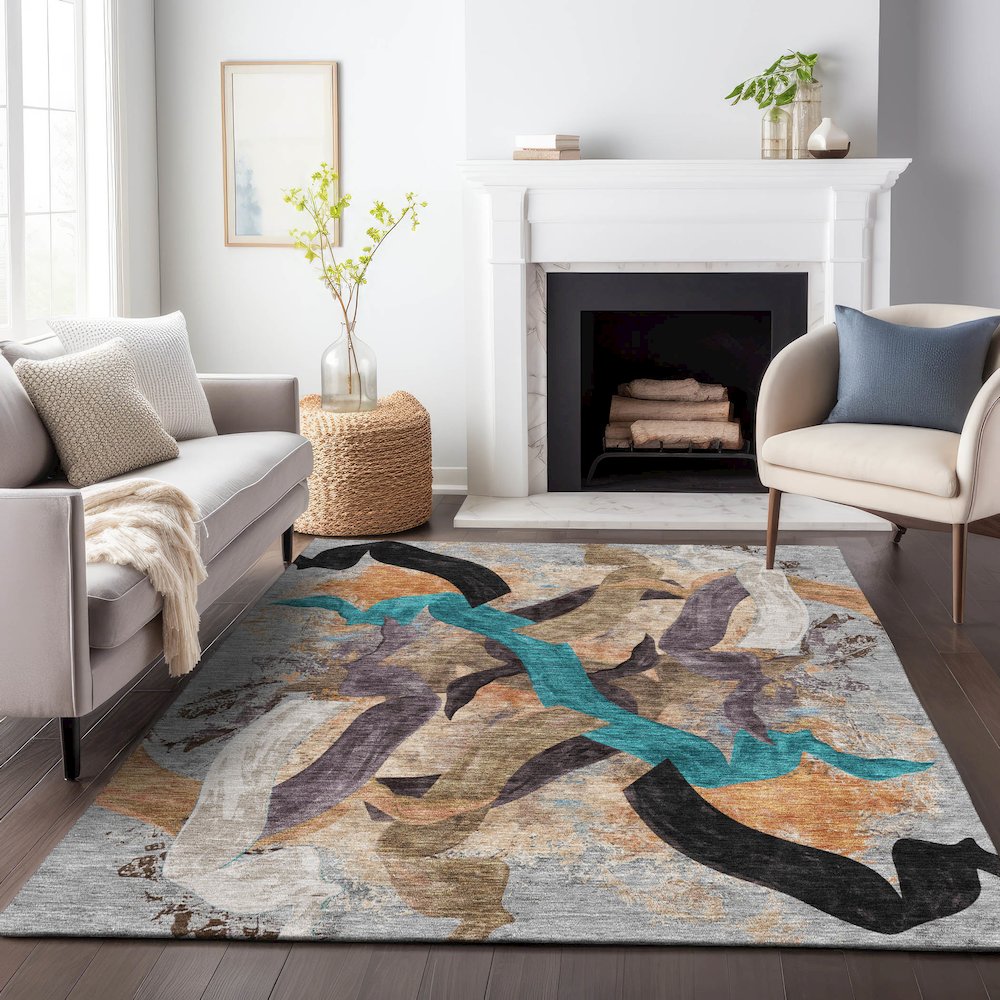 Machine Washable Indoor/Outdoor Chantille ACN2191 Gray 2'6" x 3'10" Rug
