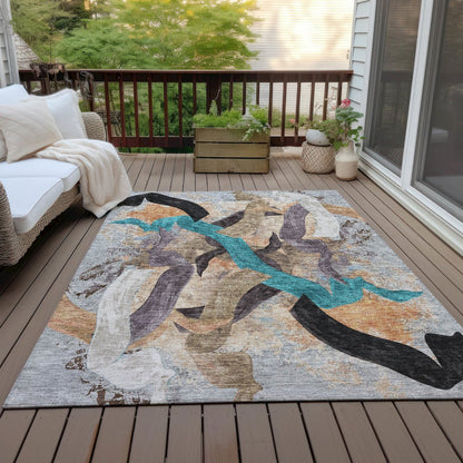 Machine Washable Indoor/Outdoor Chantille ACN2191 Gray 2'6" x 3'10" Rug