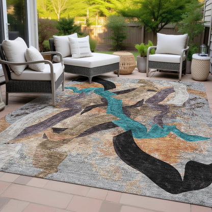 Machine Washable Indoor/Outdoor Chantille ACN2191 Gray 2'6" x 3'10" Rug