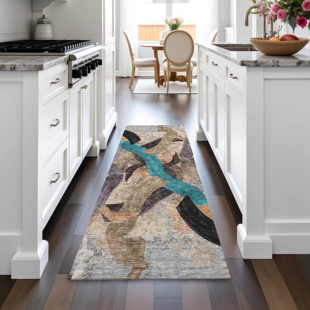 Machine Washable Indoor/Outdoor Chantille ACN2191 Gray 2'3" x 7'6" Runner Rug
