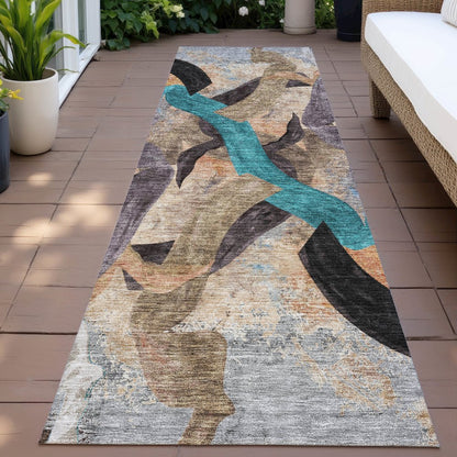 Machine Washable Indoor/Outdoor Chantille ACN2191 Gray 2'3" x 7'6" Runner Rug