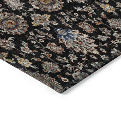 Machine Washable Indoor/Outdoor Chantille ACN2192 Black 1'8" x 2'6" Rug