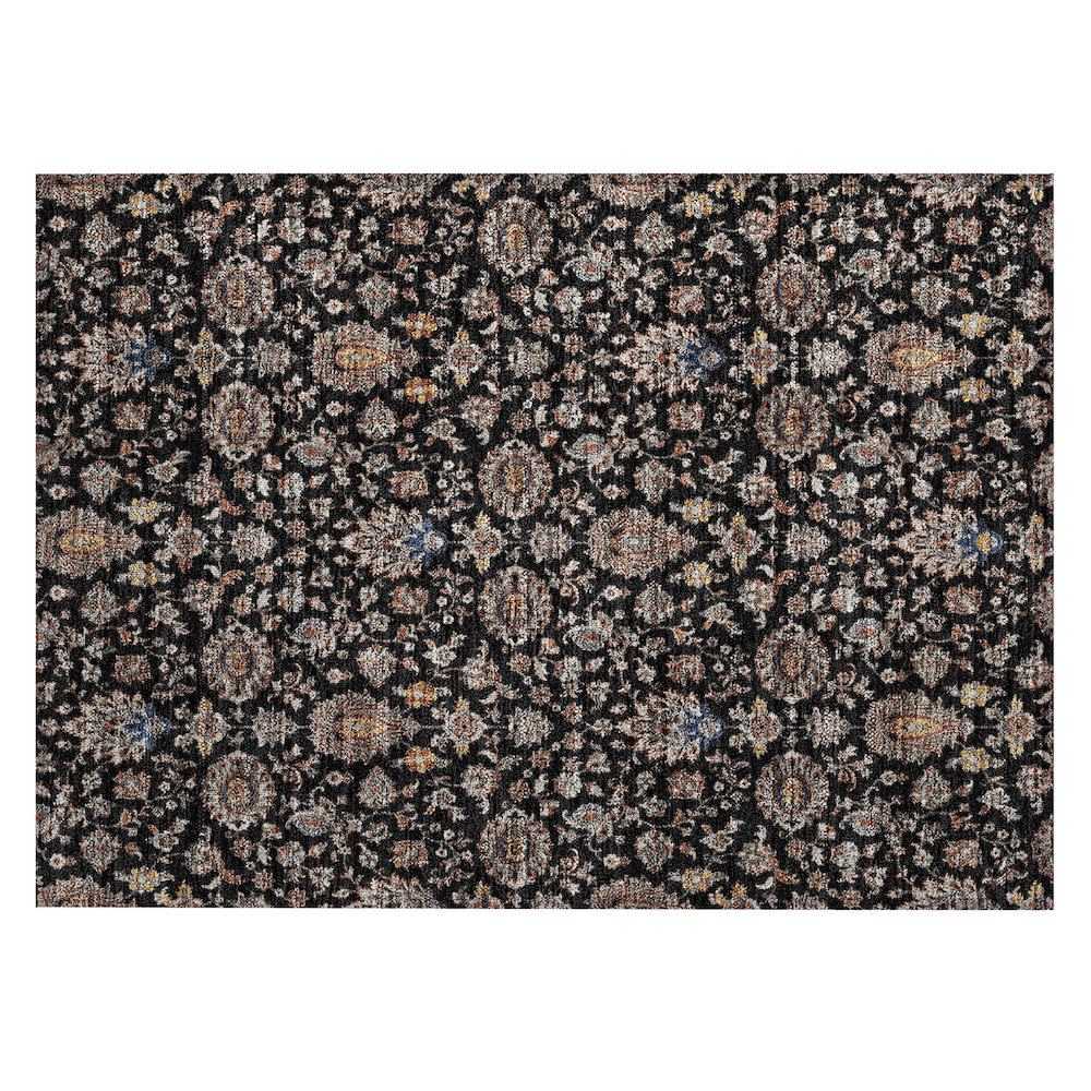 Machine Washable Indoor/Outdoor Chantille ACN2192 Black 1'8" x 2'6" Rug