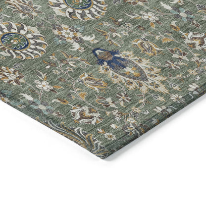 Machine Washable Indoor/Outdoor Chantille ACN2192 Green 1'8" x 2'6" Rug