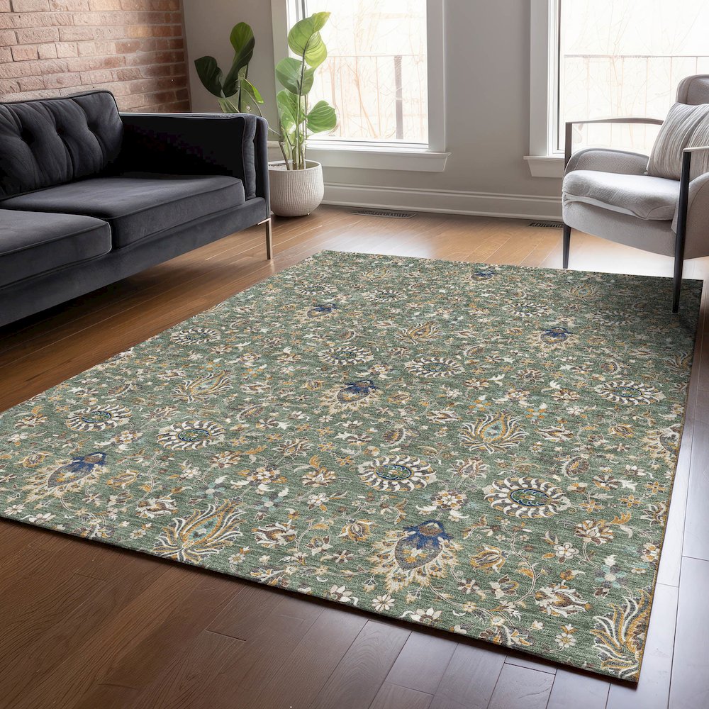 Machine Washable Indoor/Outdoor Chantille ACN2192 Green 2'6" x 3'10" Rug
