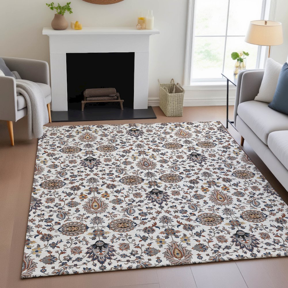 Machine Washable Indoor/Outdoor Chantille ACN2192 Ivory 2'6" x 3'10" Rug