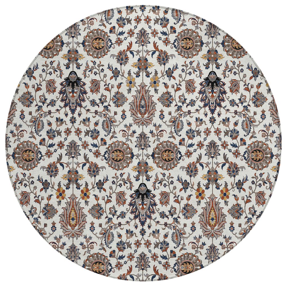 Machine Washable Indoor/Outdoor Chantille ACN2192 Ivory 8' x 8' Round Rug