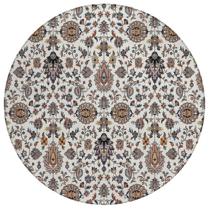 Machine Washable Indoor/Outdoor Chantille ACN2192 Ivory 8' x 8' Round Rug