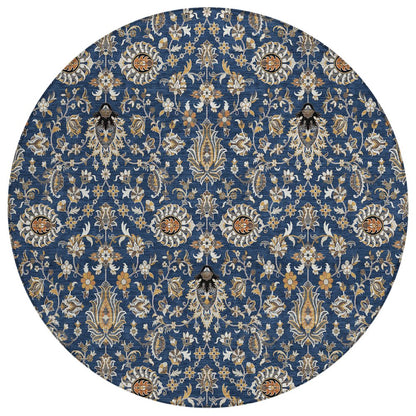 Machine Washable Indoor/Outdoor Chantille ACN2192 Navy 8' x 8' Round Rug