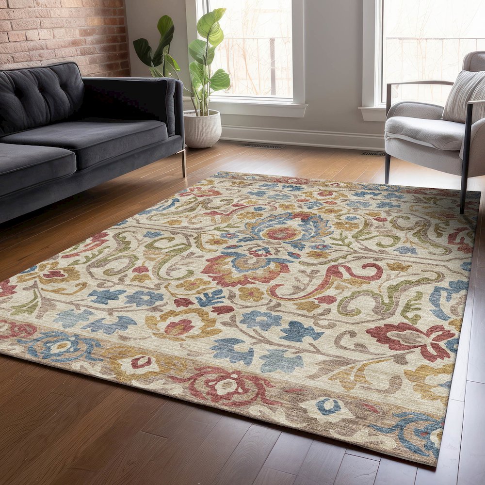 Machine Washable Indoor/Outdoor Chantille ACN2193 Beige 2'6" x 3'10" Rug