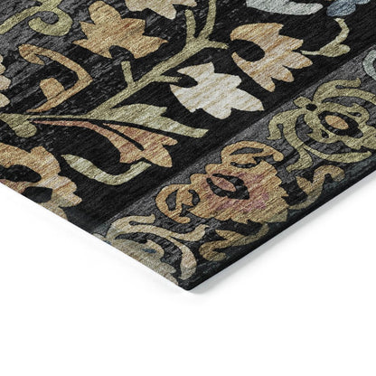 Machine Washable Indoor/Outdoor Chantille ACN2193 Black 1'8" x 2'6" Rug