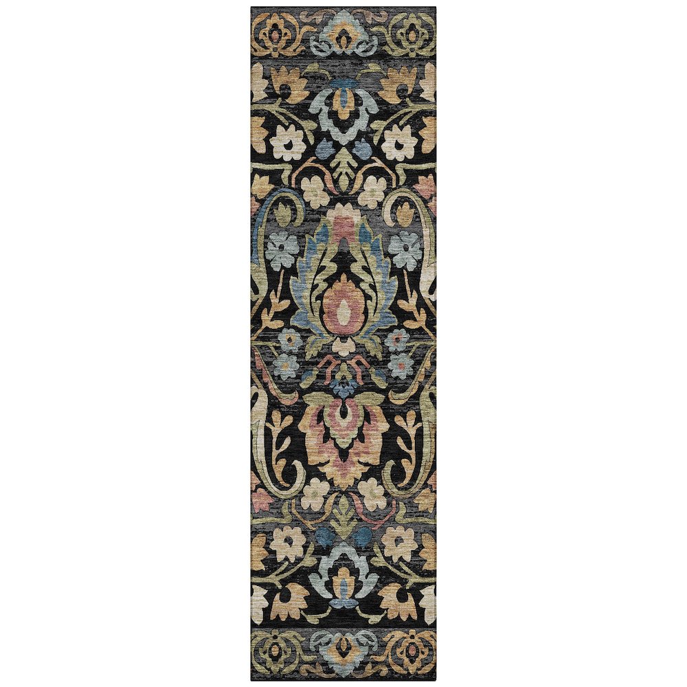 Machine Washable Indoor/Outdoor Chantille ACN2193 Black 2'3" x 7'6" Runner Rug