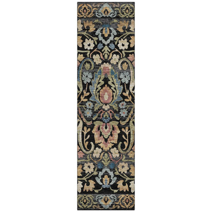 Machine Washable Indoor/Outdoor Chantille ACN2193 Black 2'3" x 7'6" Runner Rug