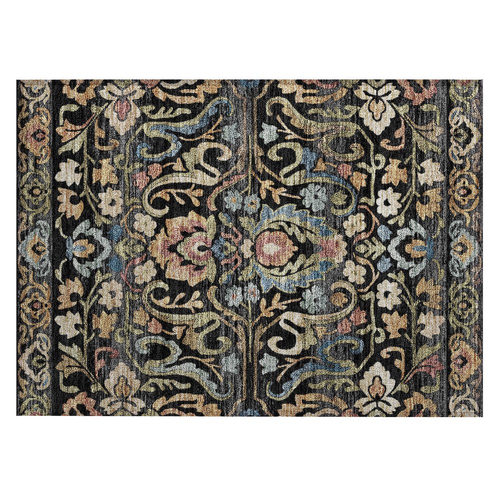 Machine Washable Indoor/Outdoor Chantille ACN2193 Black 1'8" x 2'6" Rug