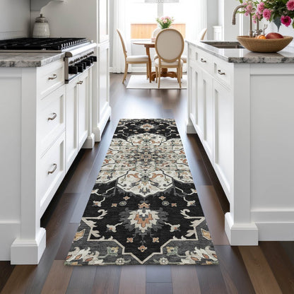 Machine Washable Indoor/Outdoor Chantille ACN2194 Black 2'3" x 7'6" Runner Rug