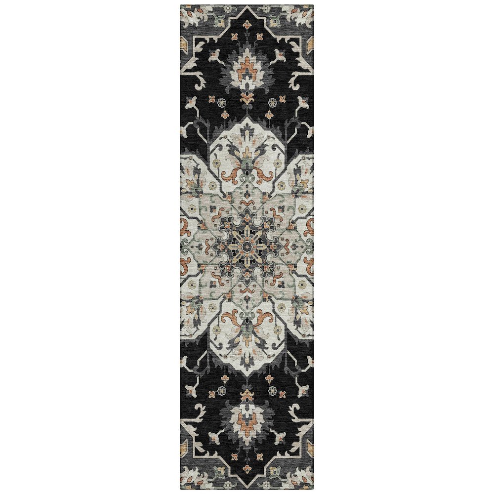 Machine Washable Indoor/Outdoor Chantille ACN2194 Black 2'3" x 7'6" Runner Rug