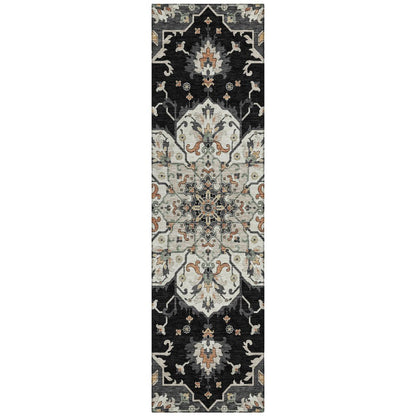 Machine Washable Indoor/Outdoor Chantille ACN2194 Black 2'3" x 7'6" Runner Rug