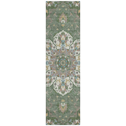 Machine Washable Indoor/Outdoor Chantille ACN2194 Green 2'3" x 7'6" Runner Rug