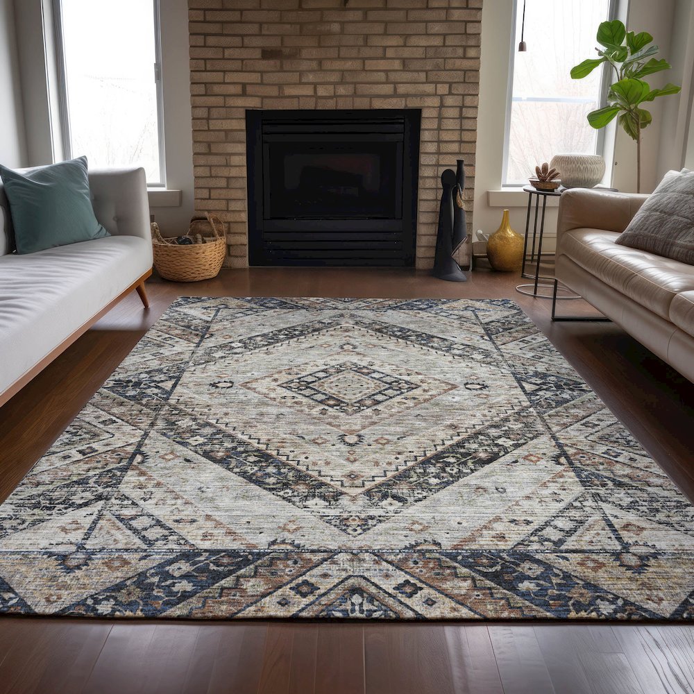 Machine Washable Indoor/Outdoor Chantille ACN2195 Black 2'6" x 3'10" Rug