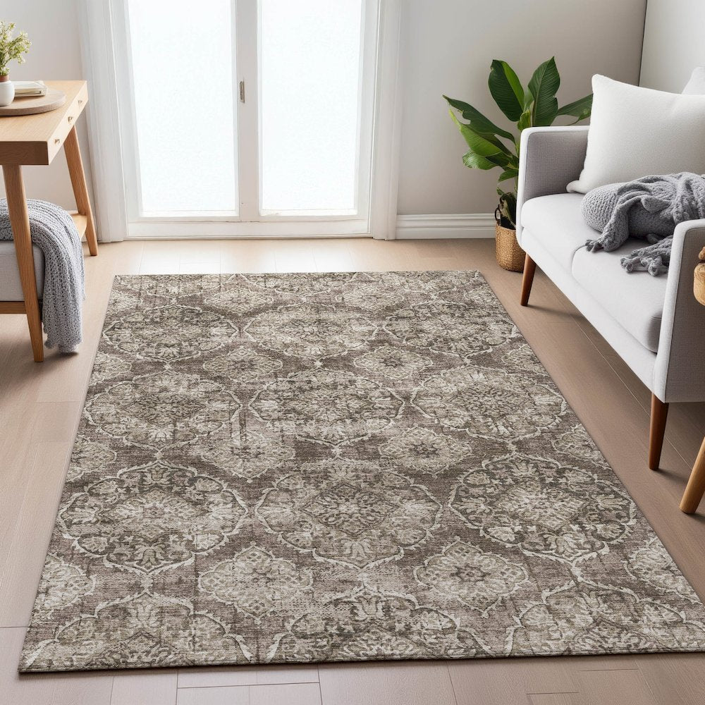 Machine Washable Indoor/Outdoor Chantille ACN2196 Chocolate 2'6" x 3'10" Rug