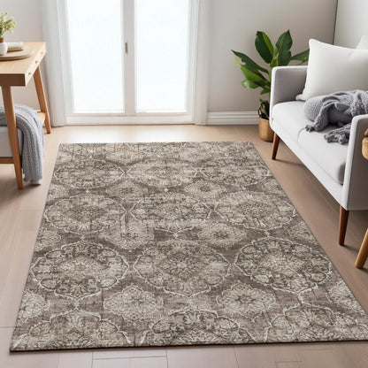 Machine Washable Indoor/Outdoor Chantille ACN2196 Chocolate 2'6" x 3'10" Rug