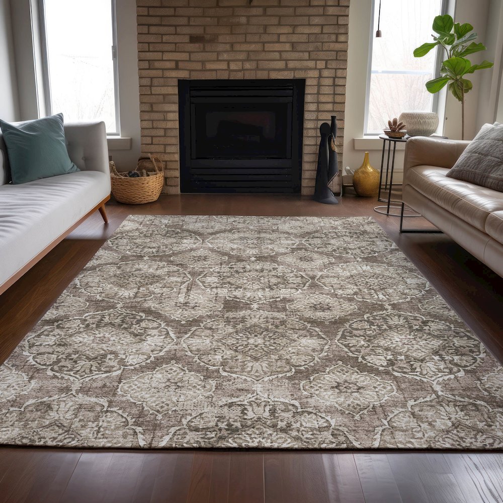 Machine Washable Indoor/Outdoor Chantille ACN2196 Chocolate 2'6" x 3'10" Rug