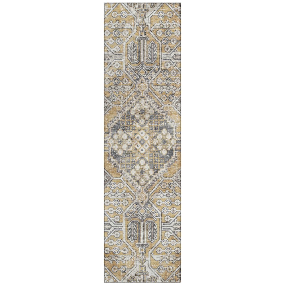 Machine Washable Indoor/Outdoor Chantille ACN2197 Gold 2'3" x 7'6" Runner Rug