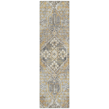 Machine Washable Indoor/Outdoor Chantille ACN2197 Gold 2'3" x 7'6" Runner Rug