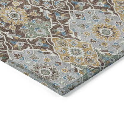 Machine Washable Indoor/Outdoor Chantille ACN2199 Chocolate 1'8" x 2'6" Rug