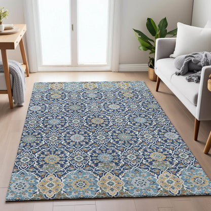 Machine Washable Indoor/Outdoor Chantille ACN2199 Navy 2'6" x 3'10" Rug