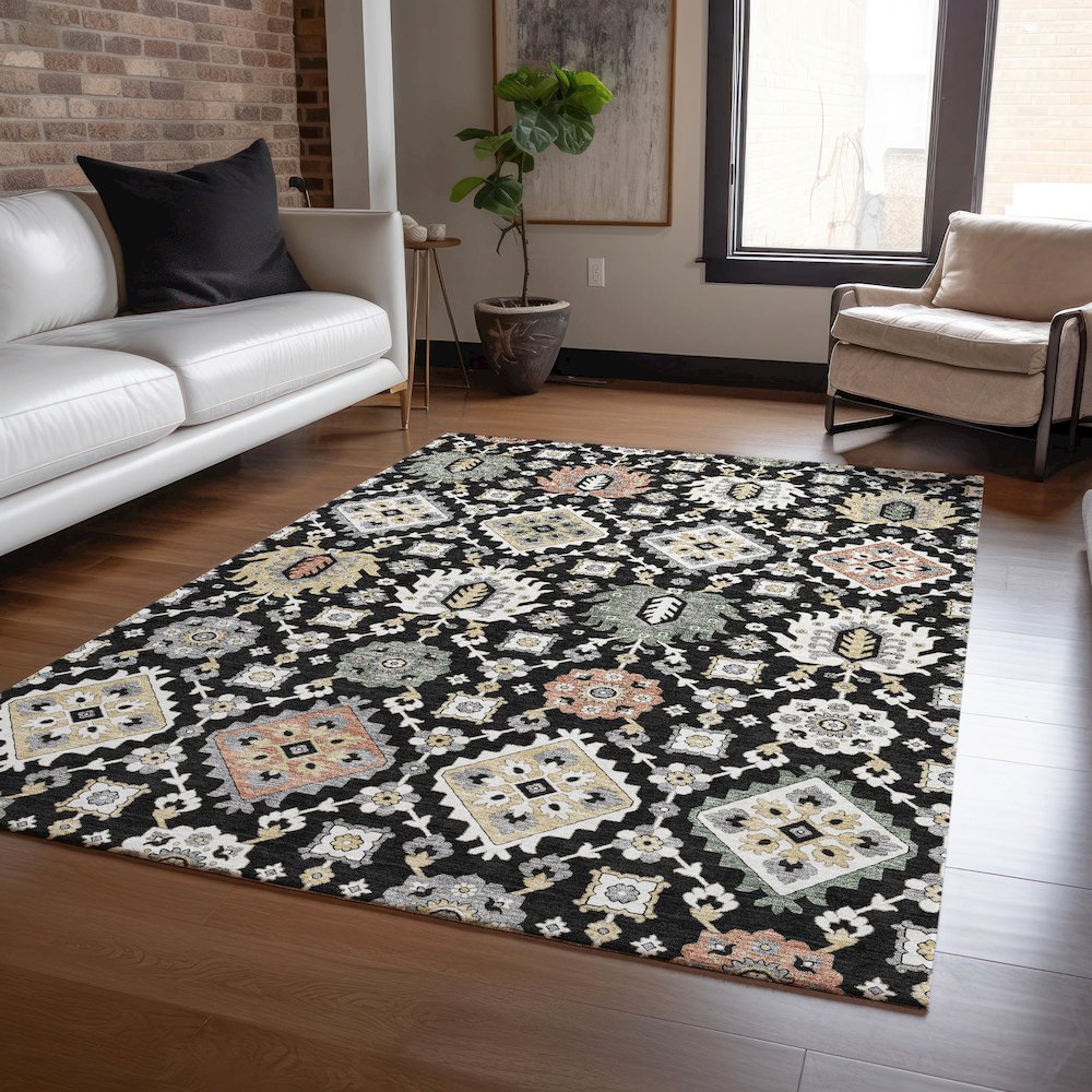 Machine Washable Indoor/Outdoor Chantille ACN2200 Black 2'6" x 3'10" Rug