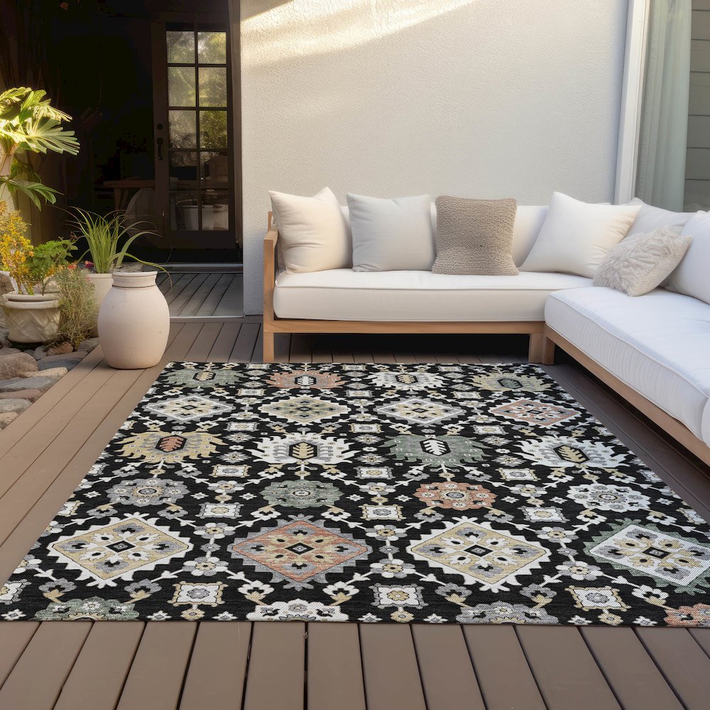 Machine Washable Indoor/Outdoor Chantille ACN2200 Black 2'6" x 3'10" Rug