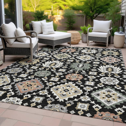 Machine Washable Indoor/Outdoor Chantille ACN2200 Black 2'6" x 3'10" Rug