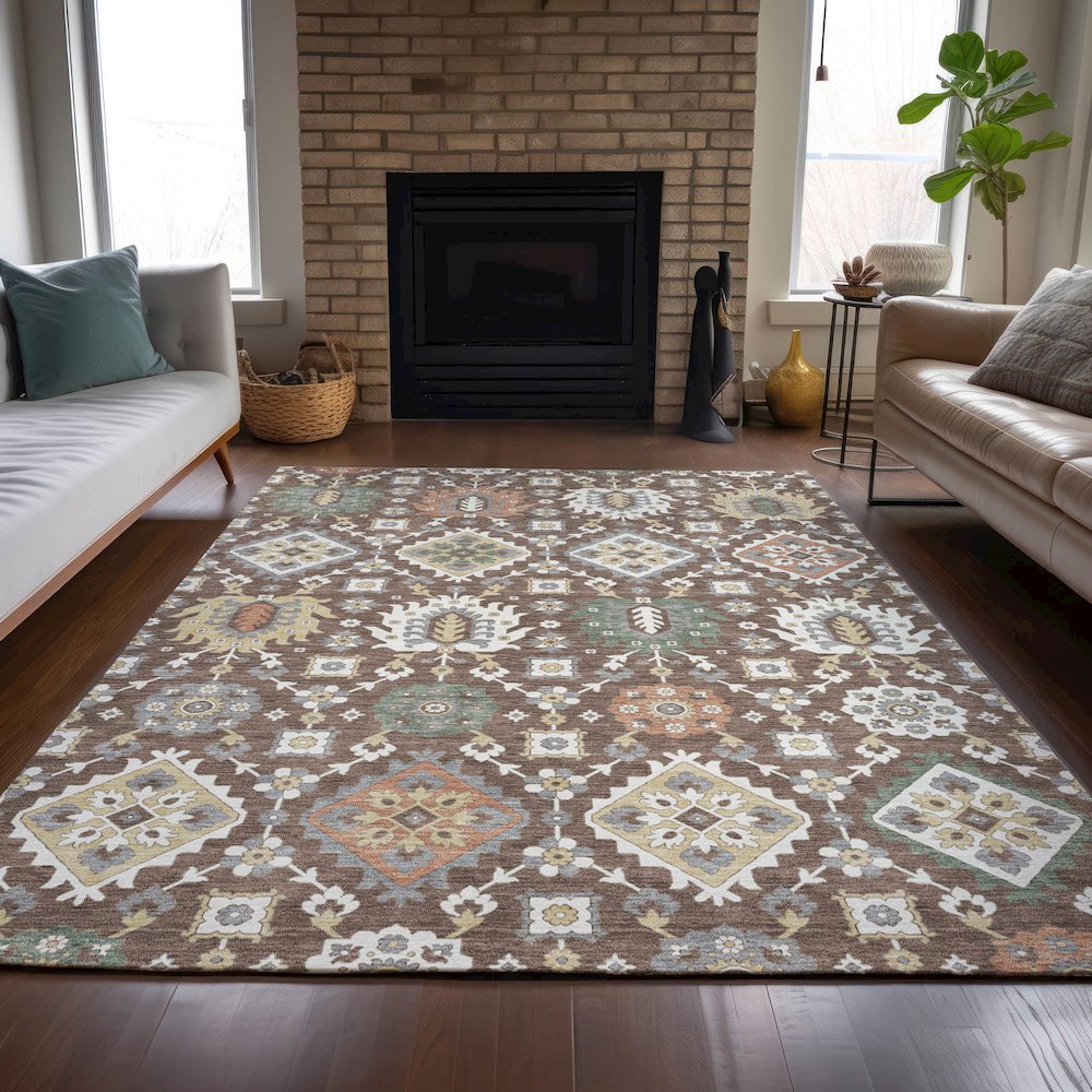 Machine Washable Indoor/Outdoor Chantille ACN2200 Chocolate 2'6" x 3'10" Rug