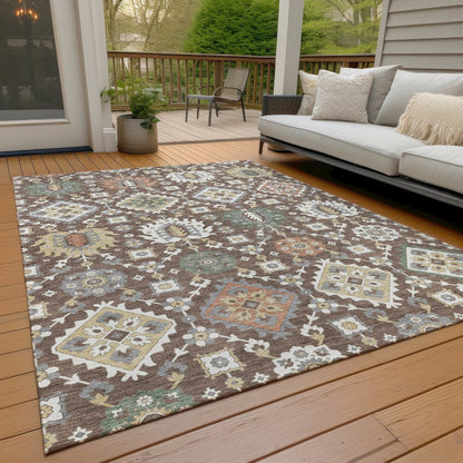 Machine Washable Indoor/Outdoor Chantille ACN2200 Chocolate 2'6" x 3'10" Rug