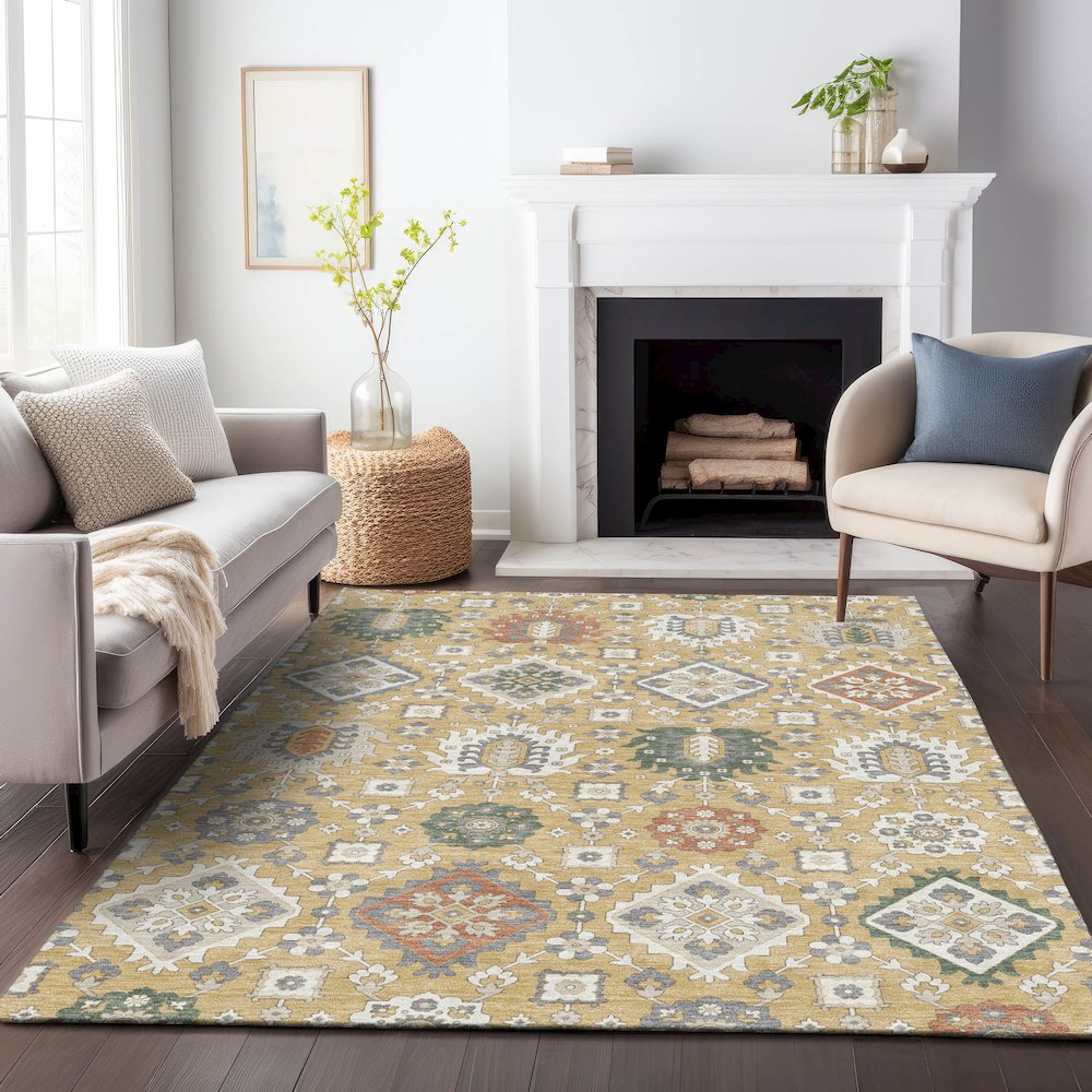Machine Washable Indoor/Outdoor Chantille ACN2200 Gold 2'6" x 3'10" Rug