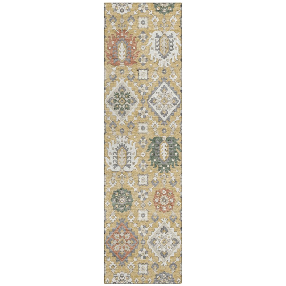 Machine Washable Indoor/Outdoor Chantille ACN2200 Gold 2'3" x 7'6" Runner Rug