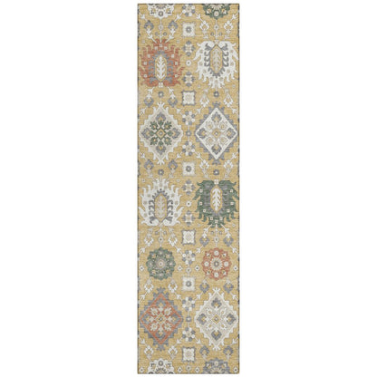 Machine Washable Indoor/Outdoor Chantille ACN2200 Gold 2'3" x 7'6" Runner Rug