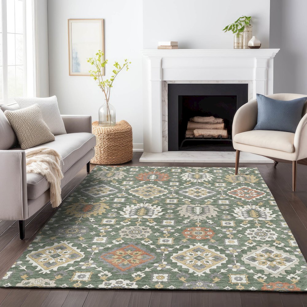 Machine Washable Indoor/Outdoor Chantille ACN2200 Green 2'6" x 3'10" Rug