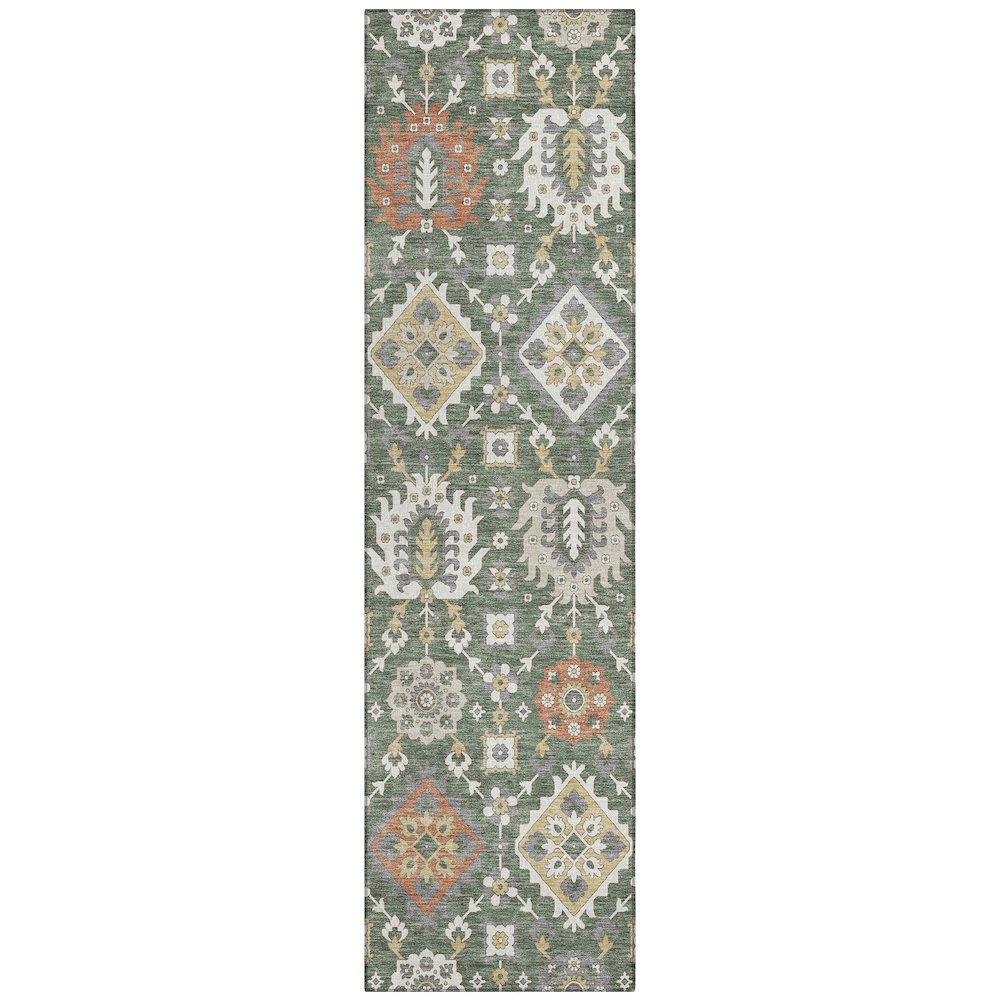 Machine Washable Indoor/Outdoor Chantille ACN2200 Green 2'3" x 7'6" Runner Rug