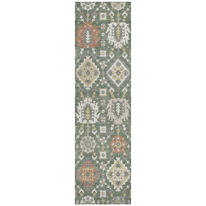 Machine Washable Indoor/Outdoor Chantille ACN2200 Green 2'3" x 7'6" Runner Rug