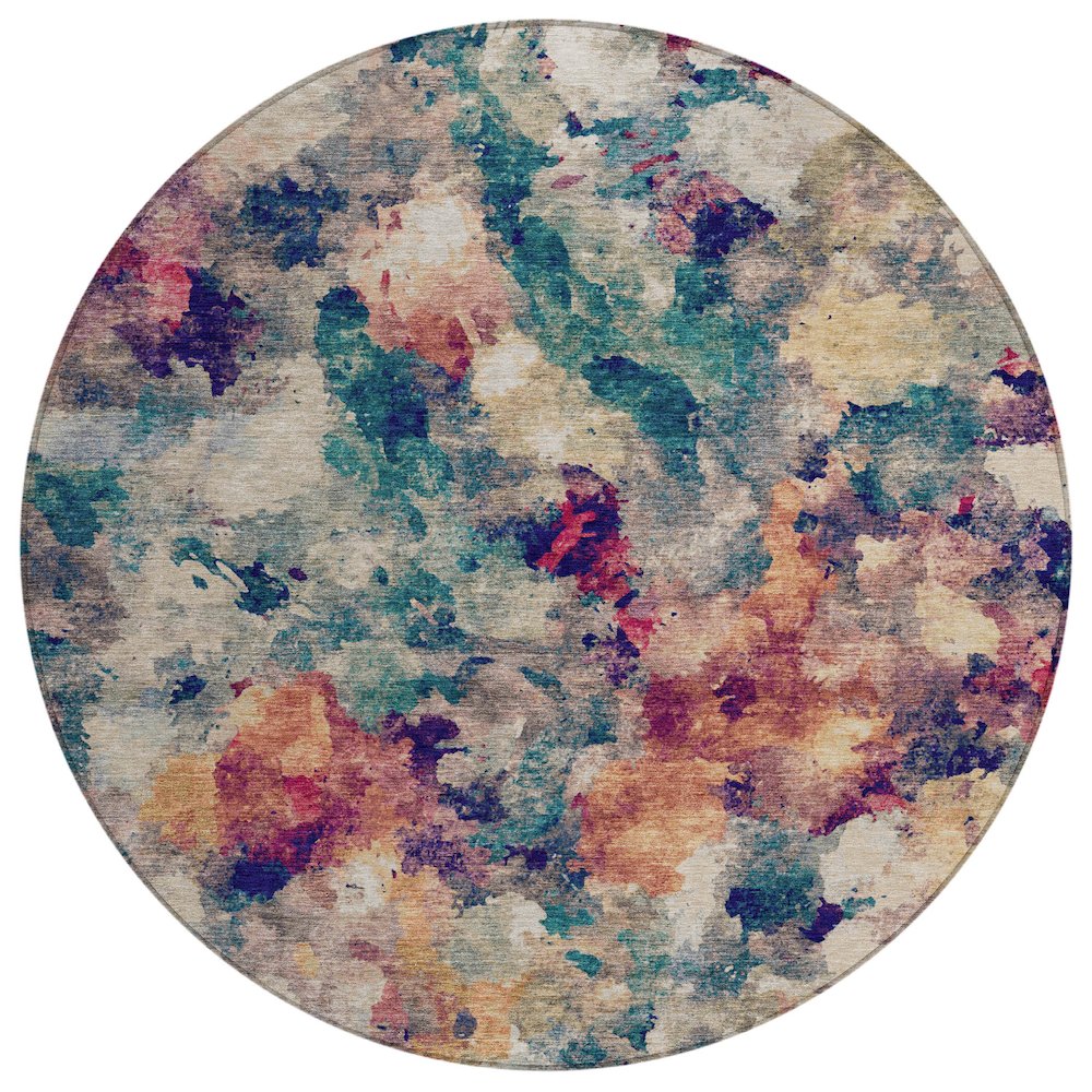 Machine Washable Indoor/Outdoor Chantille ACN2203 Putty 8' x 8' Round Rug