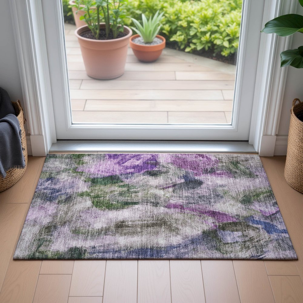 Machine Washable Indoor/Outdoor Chantille ACN2204 Lavender 1'8" x 2'6" Rug