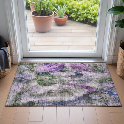 Machine Washable Indoor/Outdoor Chantille ACN2204 Lavender 1'8" x 2'6" Rug